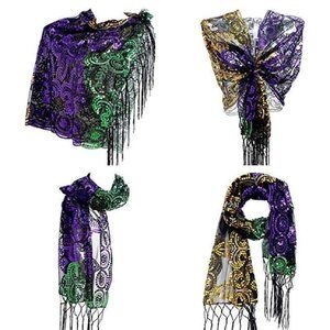 Mardi Gras Fleur De Lis  shawl Scarf